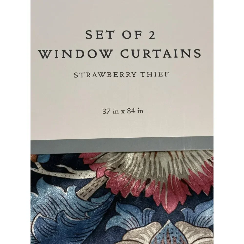 William Morris & Co. Window Curtains Panels Lodden Navy Blue Clay 37X84” Velvet